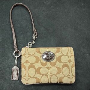 Coach Signature Wristlet in Brown